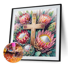 Load image into Gallery viewer, Diamond Painting - Partial Special Shaped - Cross Flower (30*30CM)
