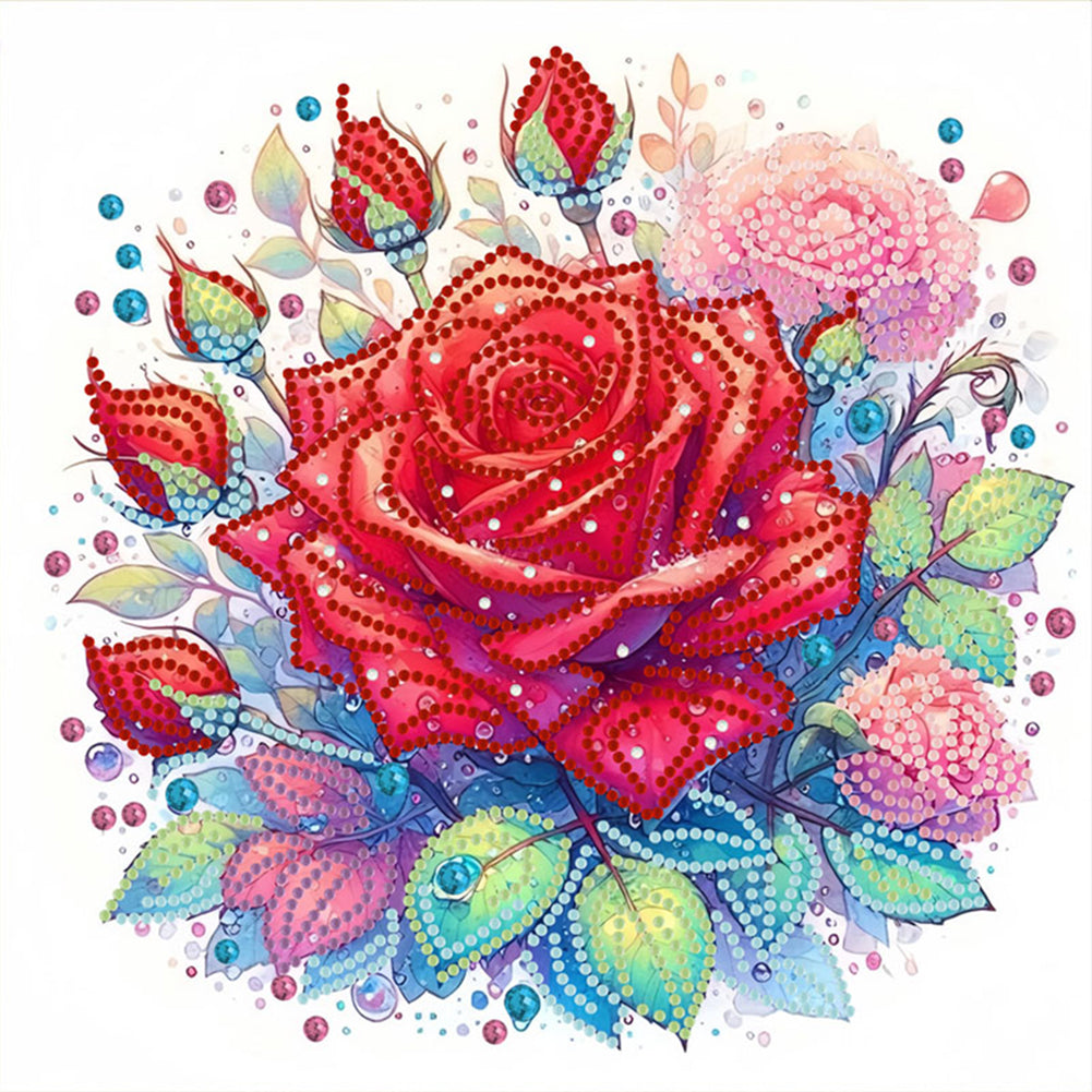 Diamond Painting - Partial Special Shaped - Red Rose (30*30CM)