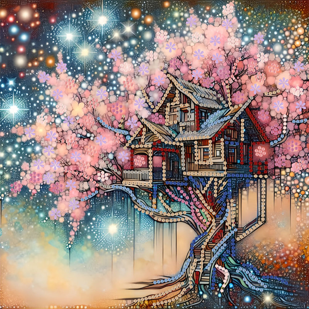 Diamond Painting - Partial Special Shaped - Tree Of Life House (30*30CM)