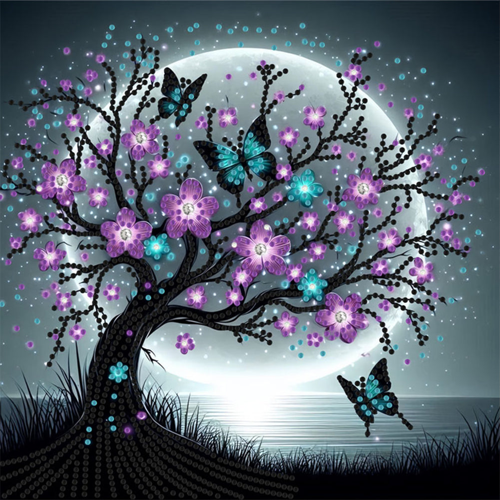 Diamond Painting - Partial Special Shaped - Butterfly Tree (30*30CM)