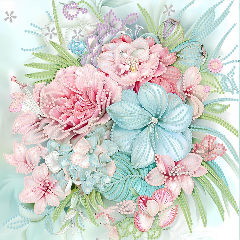 Diamond Painting - Partial Special Shaped - Blooming Flowers (30*30CM)