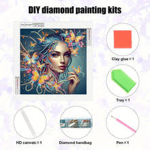 Load image into Gallery viewer, Diamond Painting - Partial Special Shaped - Butterfly Woman (30*30CM)
