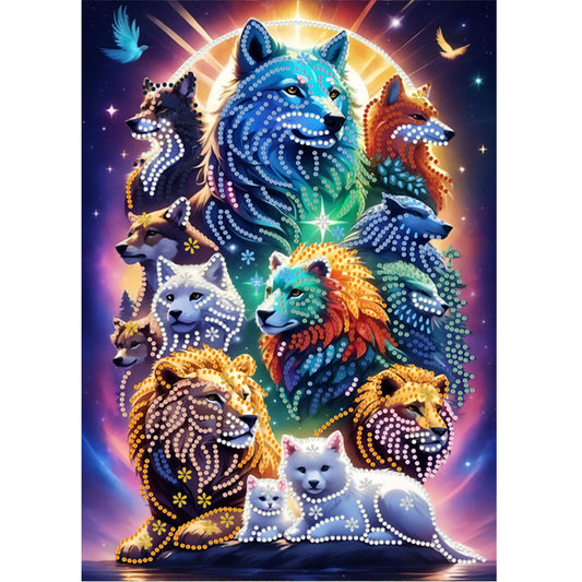 Diamond Painting - Partial Special Shaped - Group Portrait Of Animals (30*40CM)