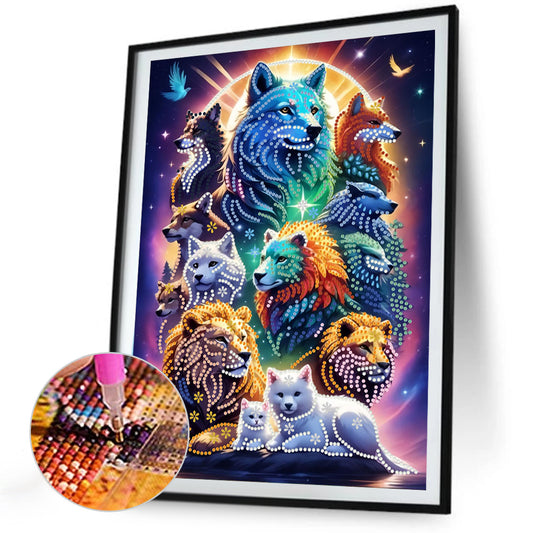 Diamond Painting - Partial Special Shaped - Group Portrait Of Animals (30*40CM)