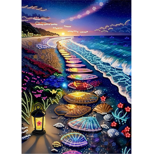 Diamond Painting - Partial Special Shaped - Shell Stone On The Beach (30*40CM)