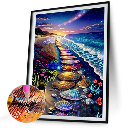 Diamond Painting - Partial Special Shaped - Shell Stone On The Beach (30*40CM)