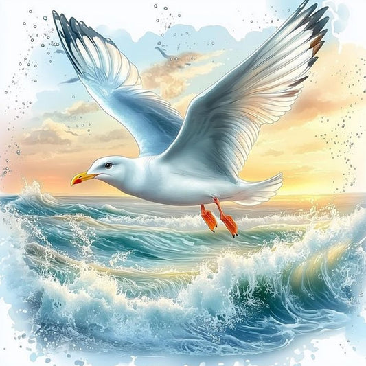 Diamond Painting - Full Round - Seagull On The Beach (30*30CM)