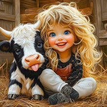 Load image into Gallery viewer, Diamond Painting - Full Round - Cute Little Girl (40*40CM)
