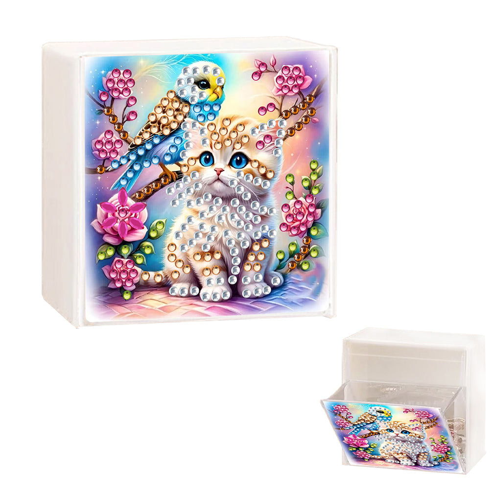 Wall Mounted Cats Birds DIY Diamond Painting Storage Box for Art Crafts