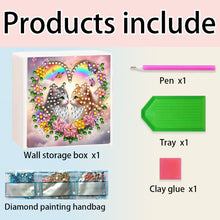 Load image into Gallery viewer, Wall Mounted Love Heart Cat DIY Diamond Painting Storage Box for Art Crafts
