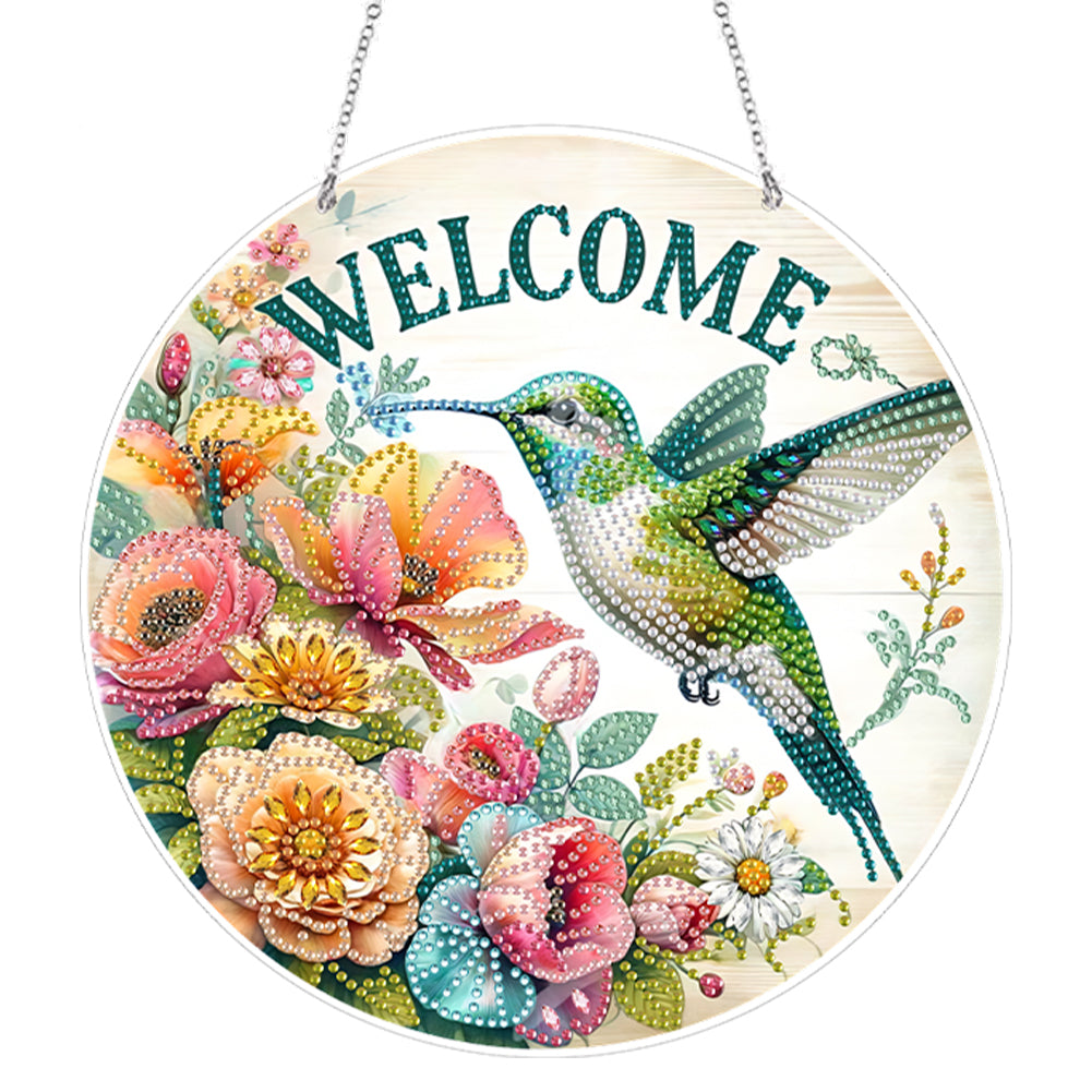 Acrylic 2D Flat Birds Flowers DIY Hanging Diamond Art Kits Wall Door Decor