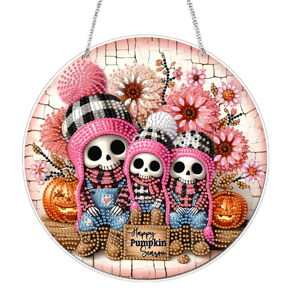 Acrylic 2D Flat DIY Happy Pumpkin Season Hanging Diamond Art Kits for Wall Door