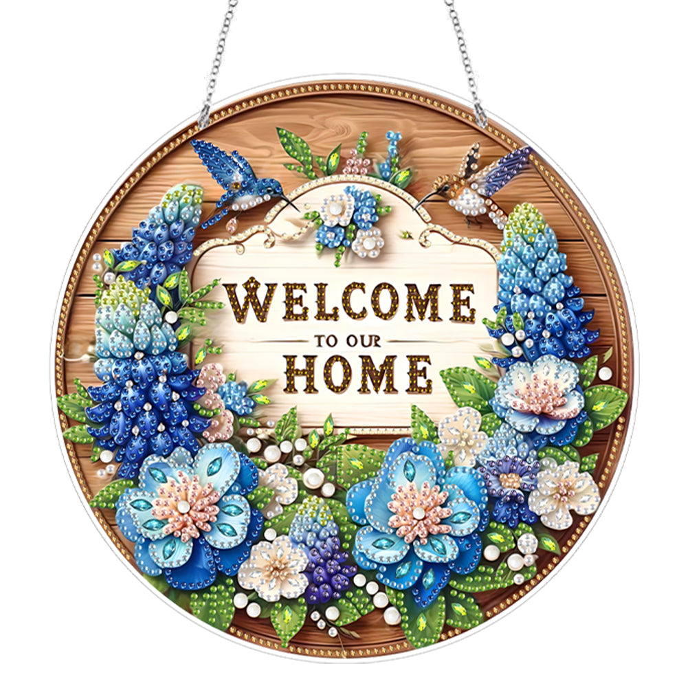 Acrylic 2D Flat DIY Welcome Home Hanging Diamond Art Kits Wall Door Decor