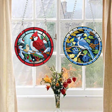 Load image into Gallery viewer, 2pcs 2D Flat DIY Cardinal Bluebird Diamond Art Pendant Window Hanging Art for Wall
