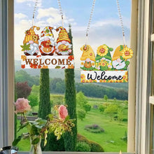 Load image into Gallery viewer, 2Pcs 2D Flat DIY Autumn Gnome Diamond Art Pendant Window Hanging Art for Wall
