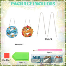 Load image into Gallery viewer, 2pcs 2D Flat DIY Summer Autumn Wreath Diamond Art Pendant Window Hanging Art for Wall
