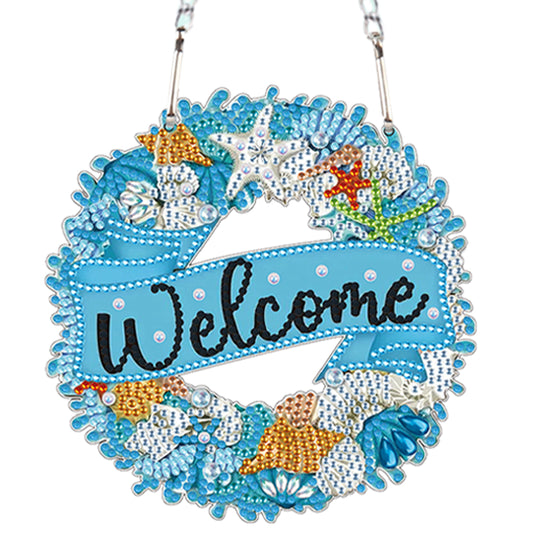 2pcs 2D Flat DIY Summer Autumn Wreath Diamond Art Pendant Window Hanging Art for Wall