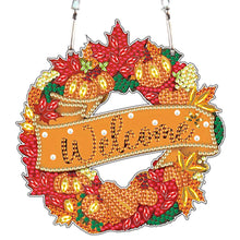 Load image into Gallery viewer, 2pcs 2D Flat DIY Summer Autumn Wreath Diamond Art Pendant Window Hanging Art for Wall
