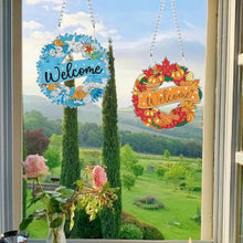 Load image into Gallery viewer, 2pcs 2D Flat DIY Summer Autumn Wreath Diamond Art Pendant Window Hanging Art for Wall
