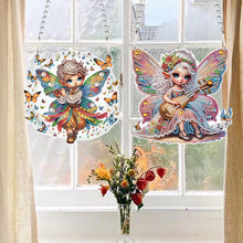 Load image into Gallery viewer, 2Pcs 2D Flat DIY Pixie Fairy Diamond Art Pendant Window Hanging Art for Wall

