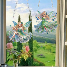 Load image into Gallery viewer, 2Pcs 2D Flat DIY Pixie Fairy Diamond Art Pendant Window Hanging Art for Wall
