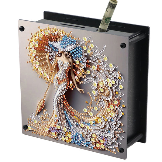 Elegant Lady DIY Money Storage Box Diamond Art Decors for Adults Beginners