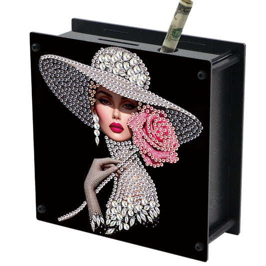 Elegant Lady DIY Money Storage Box Diamond Art Decors for Adults Beginners