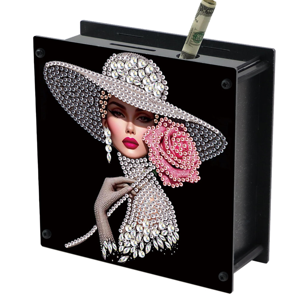Elegant Lady DIY Money Storage Box Diamond Art Decors for Adults Beginners