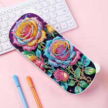 Load image into Gallery viewer, Rose Pattern DIY Diamond Pencil Case Pens Brushes Accessories Travel Pencil Box
