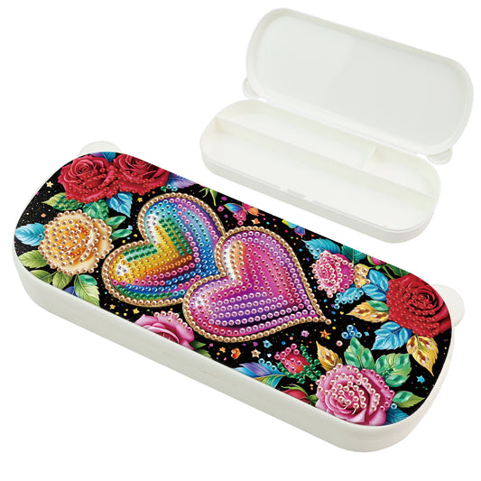 Love Pattern DIY Diamond Pencil Case Pens Brushes Accessories Travel Pencil Box