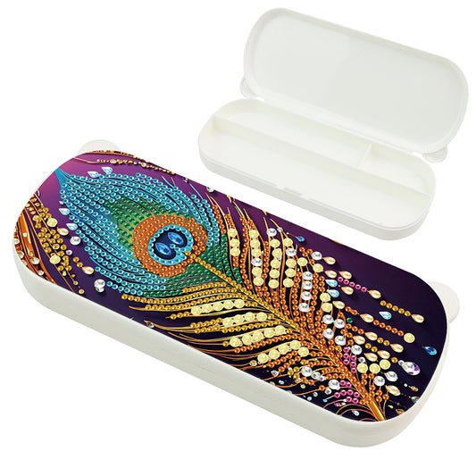 Feather DIY Diamond Pencil Case Pen Brushes Accessories Travel Pencil Box