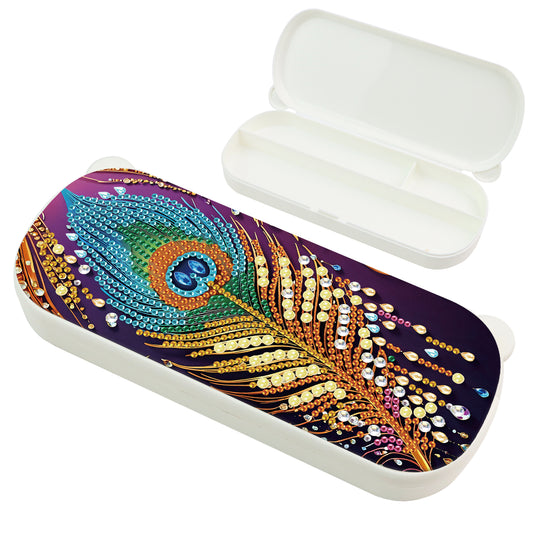 Feather DIY Diamond Pencil Case Pen Brushes Accessories Travel Pencil Box