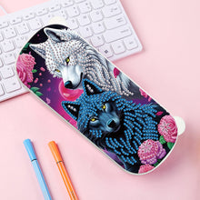 Load image into Gallery viewer, Wolf Pattern DIY Diamond Pencil Case Pens Brushes Accessories Travel Pencil Box
