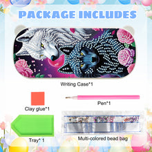 Load image into Gallery viewer, Wolf Pattern DIY Diamond Pencil Case Pens Brushes Accessories Travel Pencil Box

