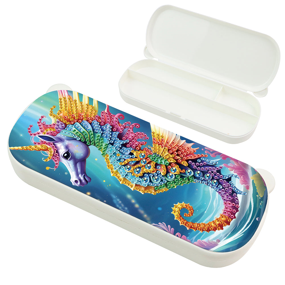 Seahorse DIY Diamond Pencil Case Pen Brushes Accessories Travel Pencil Box