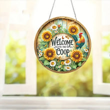 Load image into Gallery viewer, Acrylic 2D Flat Rooster Sunflowers DIY Hanging Diamond Art Kits Wall Door Decor
