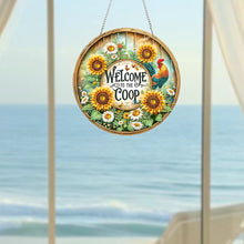Load image into Gallery viewer, Acrylic 2D Flat Rooster Sunflowers DIY Hanging Diamond Art Kits Wall Door Decor
