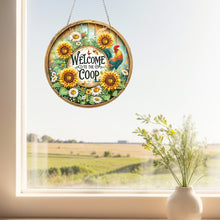 Load image into Gallery viewer, Acrylic 2D Flat Rooster Sunflowers DIY Hanging Diamond Art Kits Wall Door Decor
