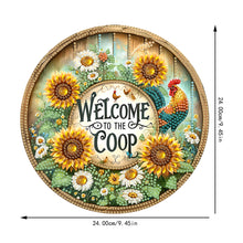 Load image into Gallery viewer, Acrylic 2D Flat Rooster Sunflowers DIY Hanging Diamond Art Kits Wall Door Decor
