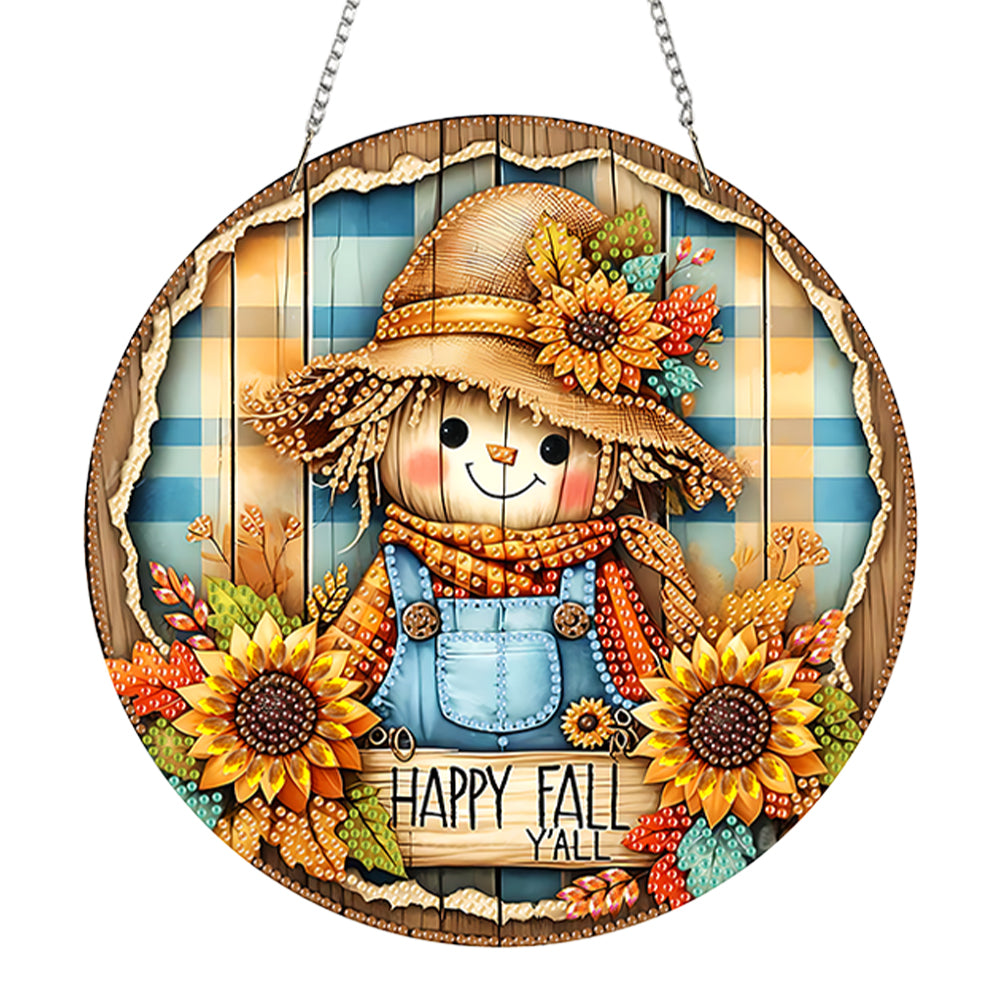 Acrylic 2D Flat Happy Autumn DIY Hanging Diamond Art Kits Wall Door Decor