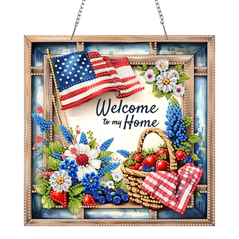 Acrylic 2D Flat Independence Day DIY Hanging Diamond Art Kits Wall Door Decor