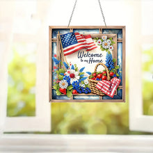 Load image into Gallery viewer, Acrylic 2D Flat Independence Day DIY Hanging Diamond Art Kits Wall Door Decor
