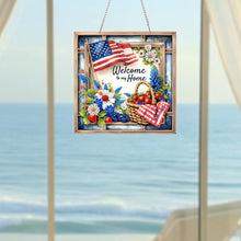 Load image into Gallery viewer, Acrylic 2D Flat Independence Day DIY Hanging Diamond Art Kits Wall Door Decor
