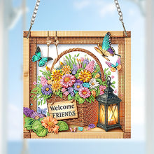 Load image into Gallery viewer, Acrylic 2D Flat Flower Basket DIY Hanging Diamond Art Kits Wall Door Decor
