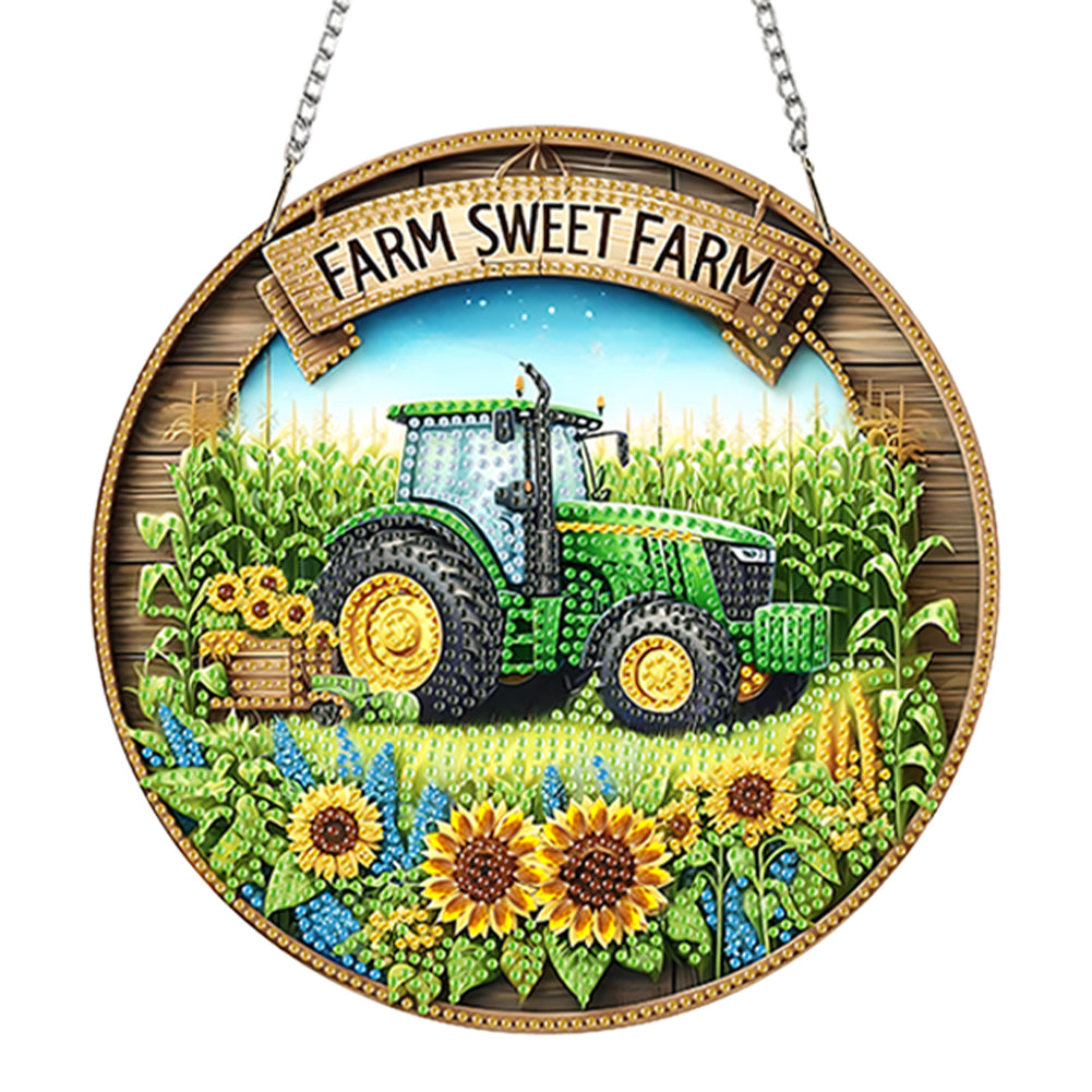 Acrylic 2D Flat Sunflowers Tractor DIY Hanging Diamond Art Kits Wall Door Decor