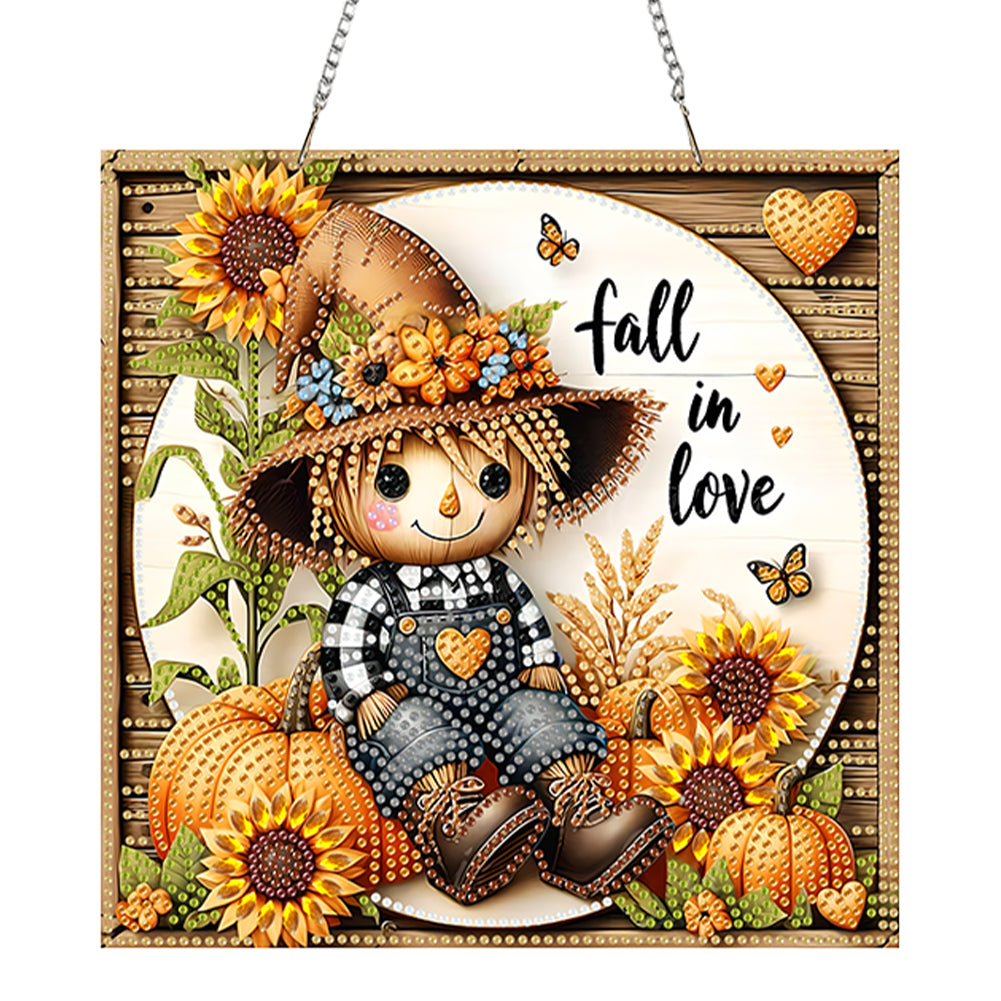 Acrylic 2D Flat DIY Love Autumn Hanging Diamond Art Kits Wall Door Decor