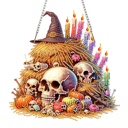 Acrylic Skull Haystack 2D Flat DIY Hanging Diamond Art Kits Wall Door Decoration