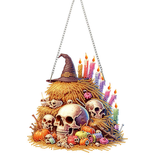 Acrylic Skull Haystack 2D Flat DIY Hanging Diamond Art Kits Wall Door Decoration