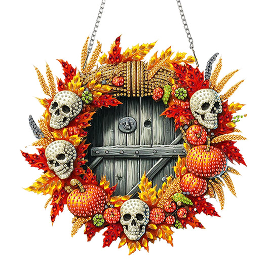 Acrylic Skull Pumpkin 2D Flat DIY Hanging Diamond Art Kits Wall Door Decoration