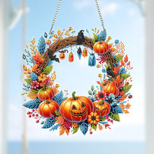 Load image into Gallery viewer, Acrylic Pumpkin Wreath 2D Flat DIY Hanging Diamond Art Kits Wall Door Decoration
